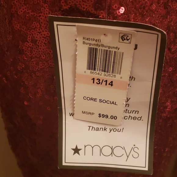 B.DARLIN Women's Red Sequin Sleeveless Gown Dress. - Picture 7 of 7